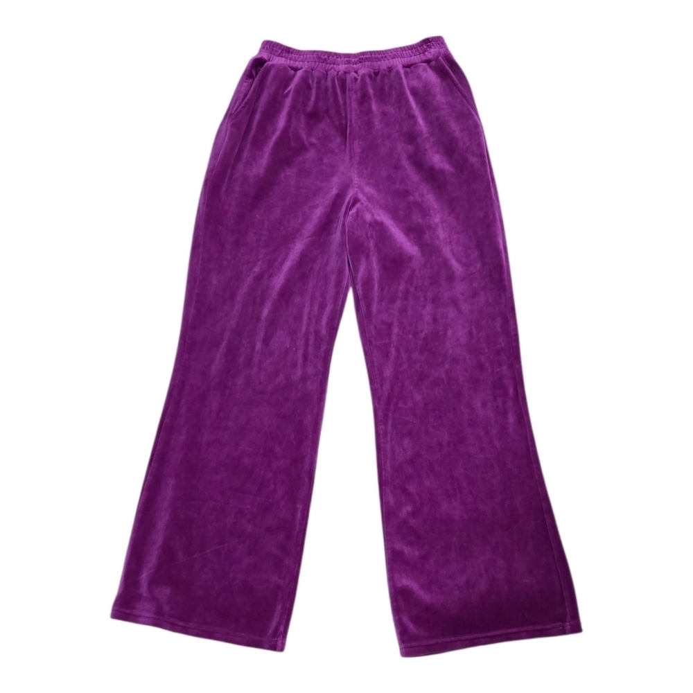 LA Grown Berry Purple Velour Wide Leg Pants L